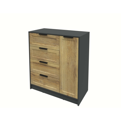 Тумба Тренд КТ-Т90 (Антрацит ЛДСП/ Дуб вотан ЛМДФ) Ш900 В1020 Г451